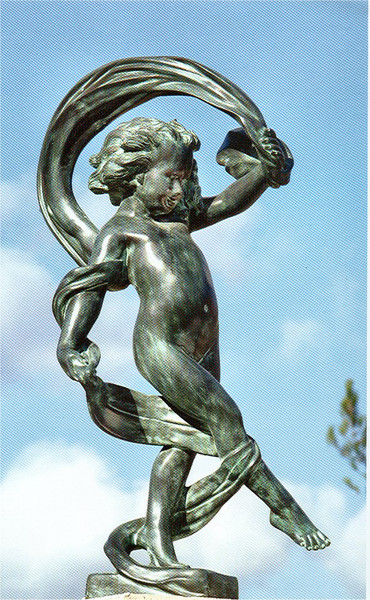 Dancing Girl of the Wind Bronze Garden Statue Flowing Scarf Art